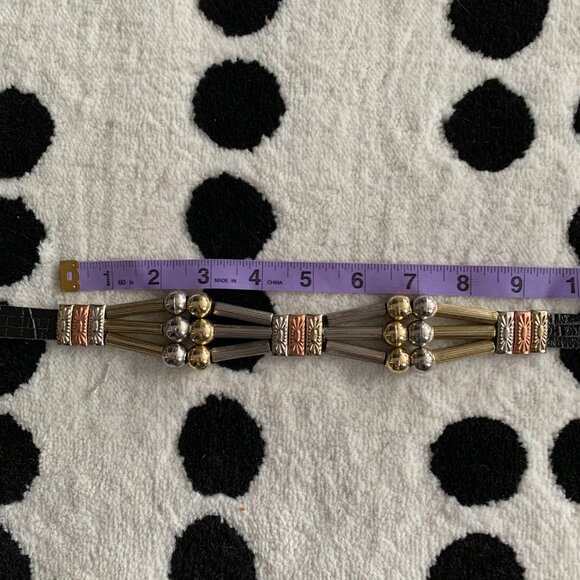 Vintage Century Metal Beaded Leather Hip Waist Drape Belt Southwestern Boho - Picture 10 of 15